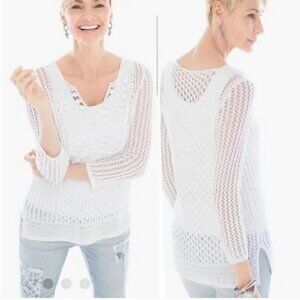 Chico's Crochet Detail Jamie Pullover Sweater New